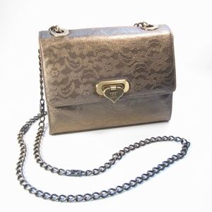 Escada Gold Python Snakeskin Lace Shoulder Purse